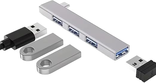 قاعدة شحن 4 في 1 بزاوية USB-C من الالومنيوم، USB 3.0 و2.0 | التوصيل والتشغيل، لجهاز ماك بوك واللاب توب، صغير الحجم ومحمول، نقل عالي السرعة، لمسة نهائية مضادة لبصمات الأصابع