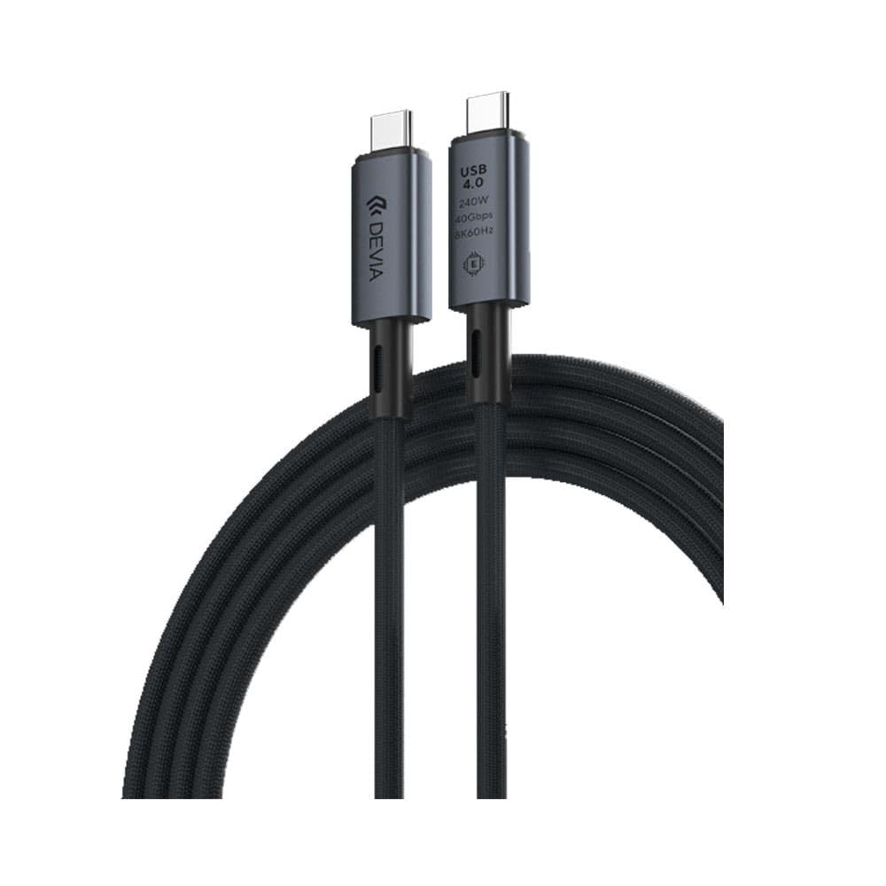 كابل USB 4.0 كامل الوظائف من سلسلة اكستريم سبيد 40 جيجابايت 240 واط 8 كيه 60 هرتز 1 متر من ديفيا - اسود