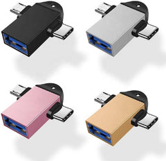 2 في 1 معدن نوع سي ومايكرو او تي جي ذكر الى USB A 3.0 انثى، نقل بيانات عالي السرعة للابتوب والموبايلات والتابلت والهواتف الذكية C بندريف (متعدد الالوان)