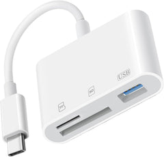 3 in 1 SD Card Reader USB C,External TF Micro SD Memory Card Reader with USB 3.0 Port,Digital Camera Type C sd card USBC OTG Adapter for Apple iPhone 17/16/15 Series,iPad Pro/Air/Mini,Macbook,Samsung