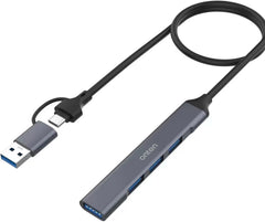 موزع USB C من اون تن موزعات 2 في 1 الى A متعددة المنافذ - 3.0 وموزع 2.0 بـ 4 منافذ لجهاز ماك بوك برو اي 2021 مقسم خليط الالومنيوم رمادي