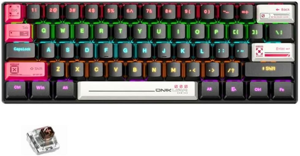 كيبورد أونيكوما يو إس بي G55 مع إضاءة RGB خلفية و مقاوم للماء باللون الأسود متوافق مع الكمبيوتر و أنظمة الألعاب باللغة الإنجليزية