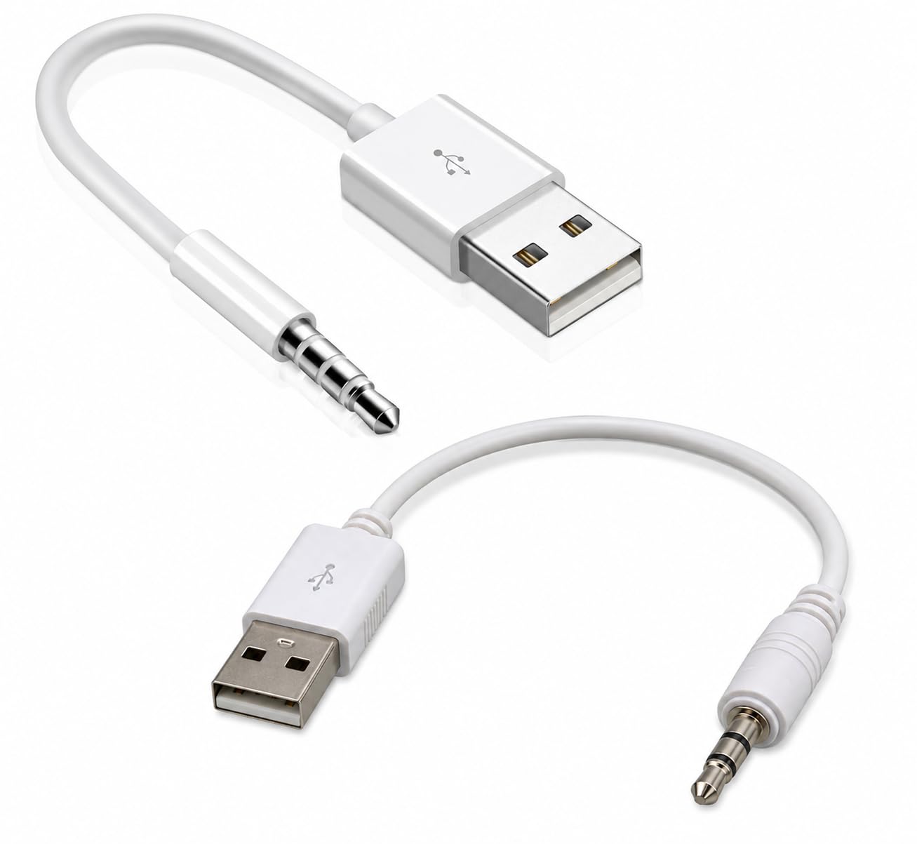 مجموعة كابلات شاحن ومزامنة USB متوافقة مع جميع اجيال ايبود شافل، ابيض