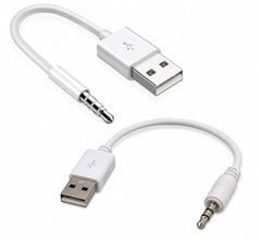 مجموعة كابلات شاحن ومزامنة USB متوافقة مع جميع اجيال ايبود شافل، ابيض