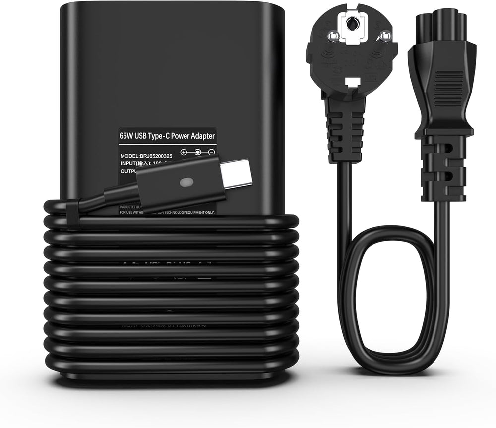شاحن من ديل بمنفذ USB-C بقوة 65 واط متوافق مع لابتوب لاتيتيود و XPS و كروم بوك مع خاصية دعم الفولتية المتعددة