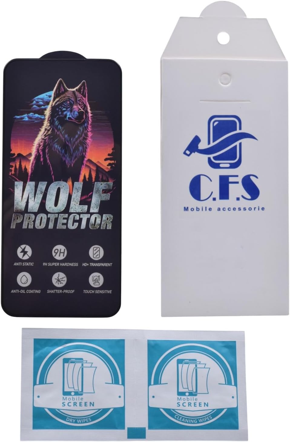 C.F.S WOLF Glass Screen Protector for Realme C85 PRO Anti-Static & Anti-Scratch Protective Film - Black & Clear