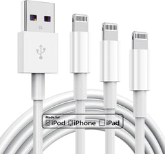 3 قطع من كيبل شاحن ايفون الى USB للشحن السريع بطول 1 متر متوافق مع 13/12/11/11 برو/11ماكس/X/XS/XR/XS ماكس/8/7/6