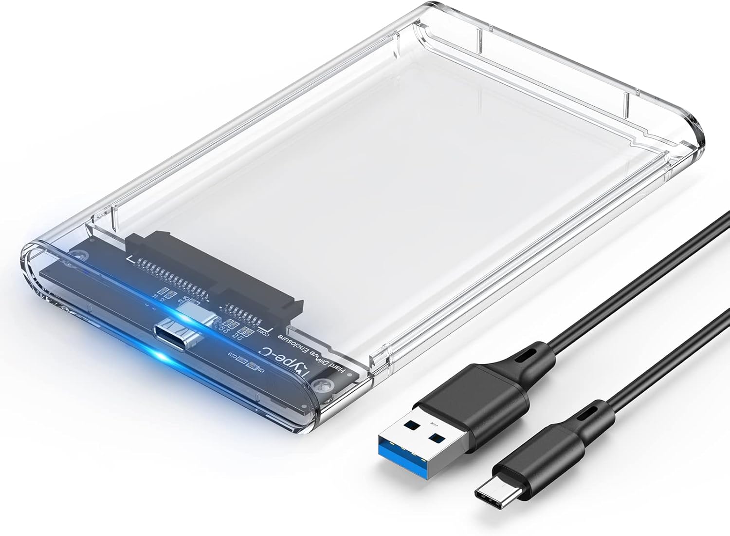 جراب هارد HDD خارجي بحجم 2.5 بوصة بمنفذ USB C 3.1 إلى ساتا III 6 جيجابت في الثانية UASP بتصميم شفاف 7/9.5 ملم، جراب هارد HDD/ SSD متوافق مع جهاز الكمبيوتر الشخصي وبلاي ستيشن 4 وXbox من ايجيت