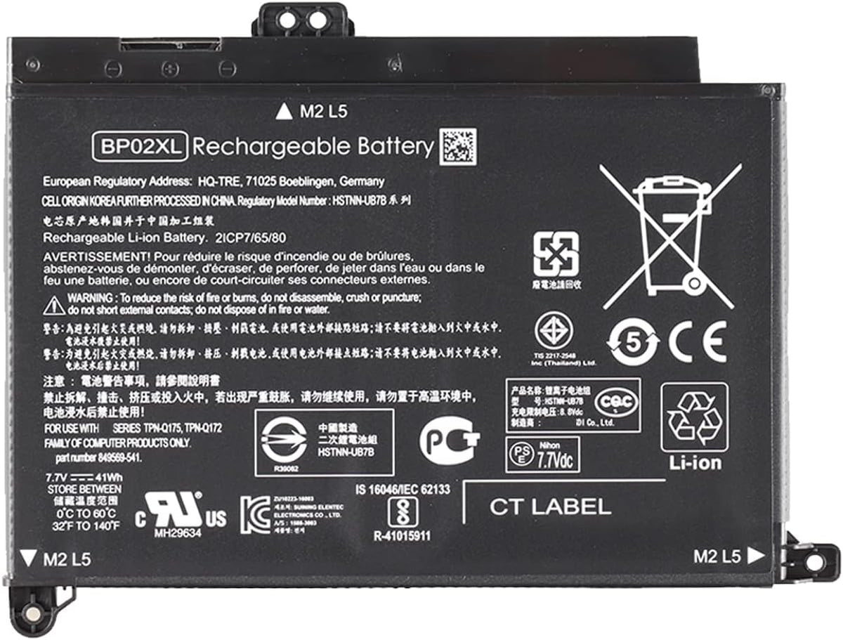 7.7 فولت 41Wh 5150mAh BP02XL HSTNN-LB7H HSTNN-UB7B BP02041XL 849569-421 849909-850 بطارية بديلة لجهاز اتش بي بافيليون الكمبيوتر 15 15-AU 15-AW 15T-AW 15-AU018WM 15-AU018WM 15-AU010 دبليو