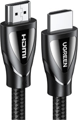 كابل فيديو مضفر من القطن 60 هرتز FUHD HDMI 2.1 ذكر إلى بدقة 8K يوجرين سرعة عالية 48 جيجابايت في الثانية يدعم العرض ثلاثي الأبعاد ومتوافق مع التلفزيون والشاشات والكمبيوتر المحمول 1.5 متر