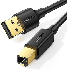 كابل من يوجرين بطول 3 متر نوع USB 2.0 A إلى B متوافق مع طابعات إتش بي وكانون وإبسون وبرذر والبيانو الرقمي وDACs
