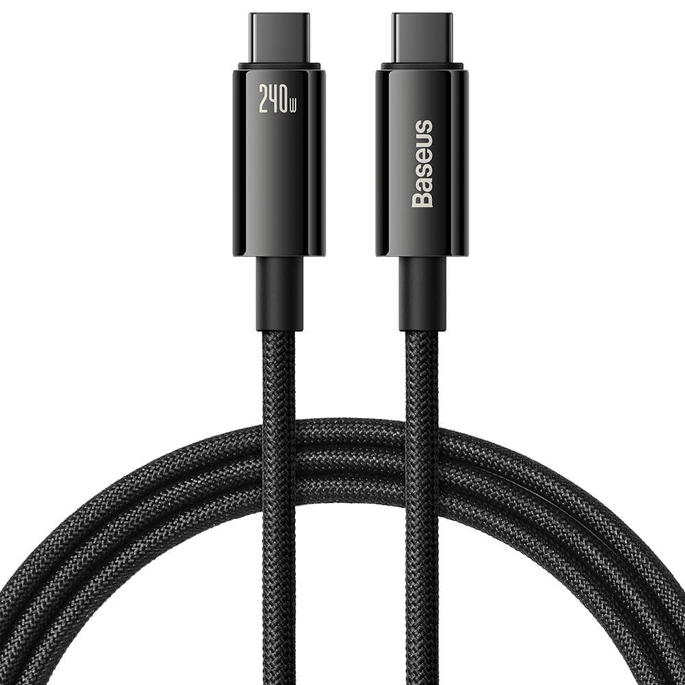كابل قوي فائق السرعة 240 وات للشحن السريع USB C الى PD3.1 بتقنية كيو سي 4.0 من بيسيوس لسامسونج جالاكسي S24 الترا S23 نوت 20 لهواوي اوبو شاومي ابل وجميع الاجهزة النوع (2 متر)