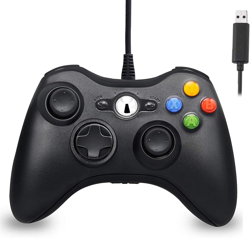 وحدة تحكم سلكية لجهاز Xbox 360 من هوفيليا، USB مع عصا مطورة لمايكروسوفت وسليم والكمبيوتر بنظام تشغيل ويندوز 10/8/7 (اسود)