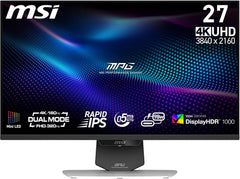 MSI شاشة العاب ام بي جي 274URDFW E16M 27 انش 4K UHD - لوحة IPS سريعة 3840×2160، 0.5 مللي ثانية، شاشة HDR 1000، ميني ليد، وضع مزدوج، HDMI 2.1، DP 1.4a، USB C (PD 98W)، ارتفاع وامالة قابل للتعديل، ابيض